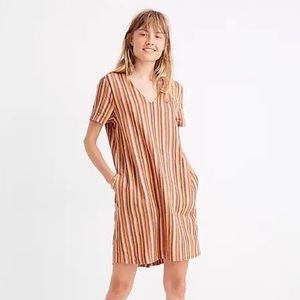 Madewell button-back easy dress in rainbow stripe